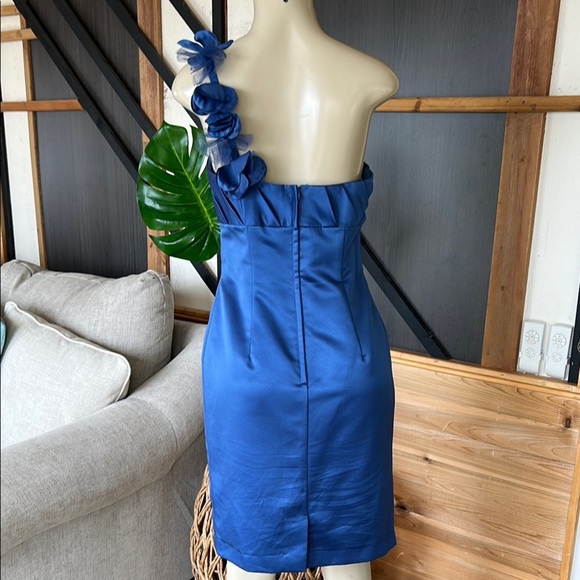 Elegant Blue One-Shoulder Dress Alfred Angelo size US10 - Picture 5 of 11